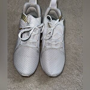 Puma White Sneakers with Gold Foam Insole Accents